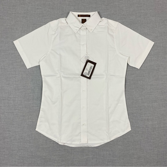 Harrington White Uniform Dress Shirt Top Cotton Button Down NEW XS - Picture 2 of 6